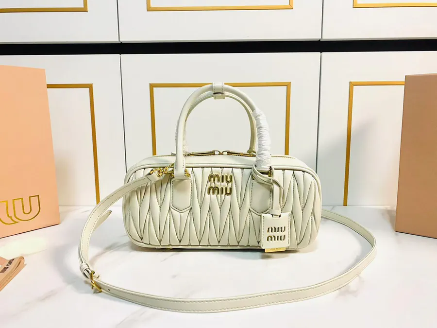 Arcadie Matelasse Leather Bucket Bag Medium Size