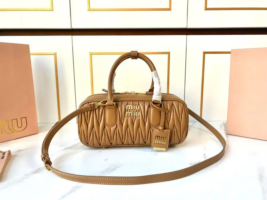 Arcadie Matelasse Leather Bucket Bag Medium Size