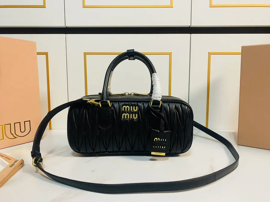Arcadie Matelasse Leather Bucket Bag Medium Size