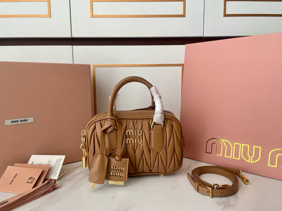 Arcadie Matelasse Leather Mini Tote Bag with Crossbody Strap