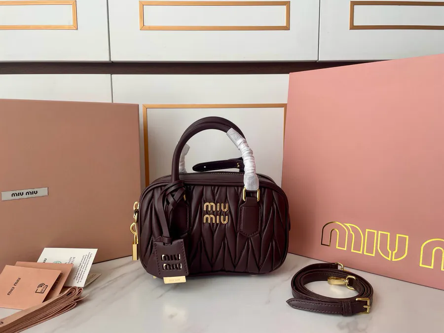 Arcadie Matelasse Leather Mini Tote Bag with Crossbody Strap