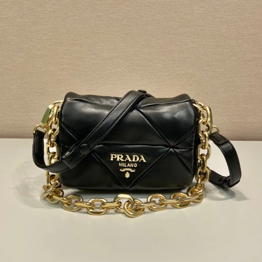 System Soft Leather Crossbody Bag with Triangular Pattern
