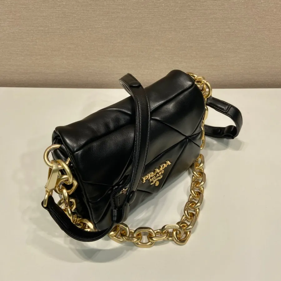 System Soft Leather Crossbody Bag with Triangular Pattern