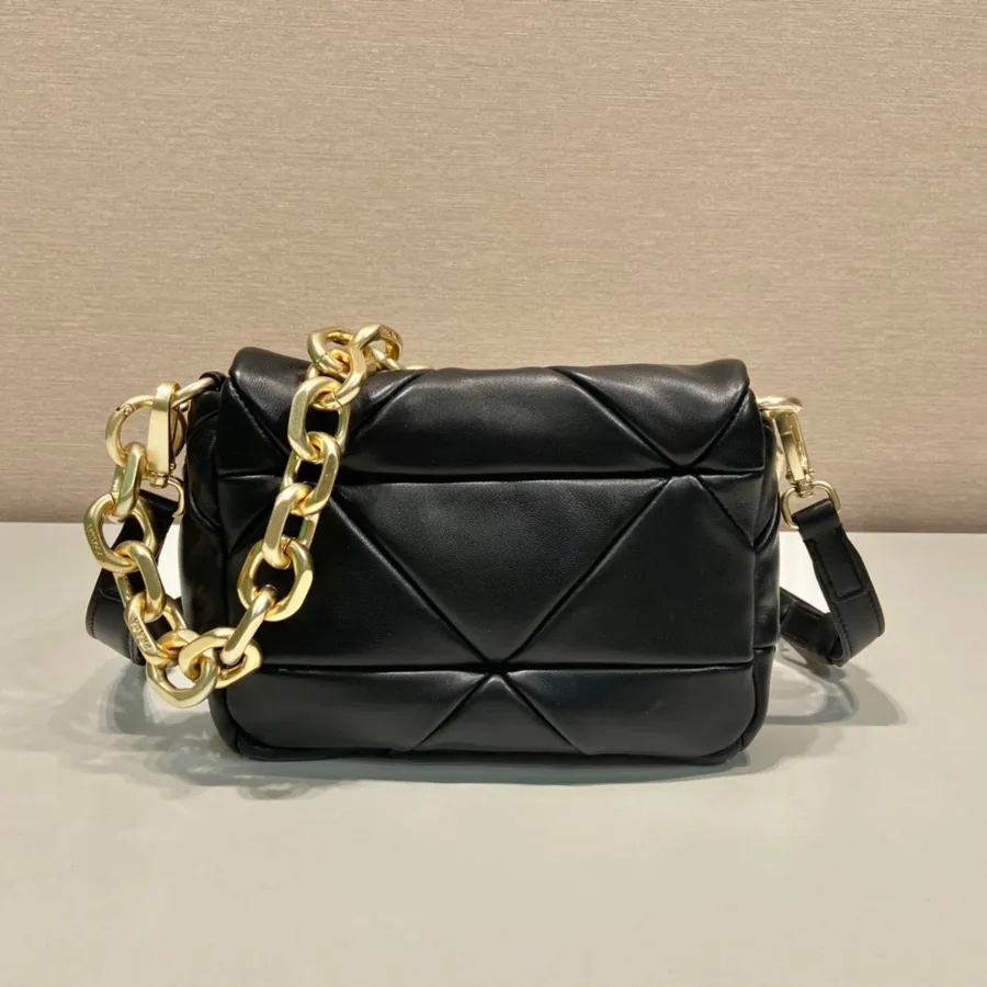 System Soft Leather Crossbody Bag with Triangular Pattern