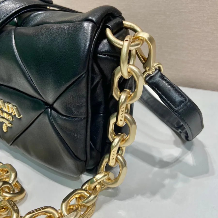 System Soft Leather Crossbody Bag with Triangular Pattern