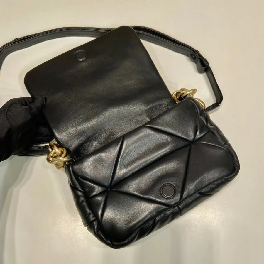 System Soft Leather Crossbody Bag with Triangular Pattern