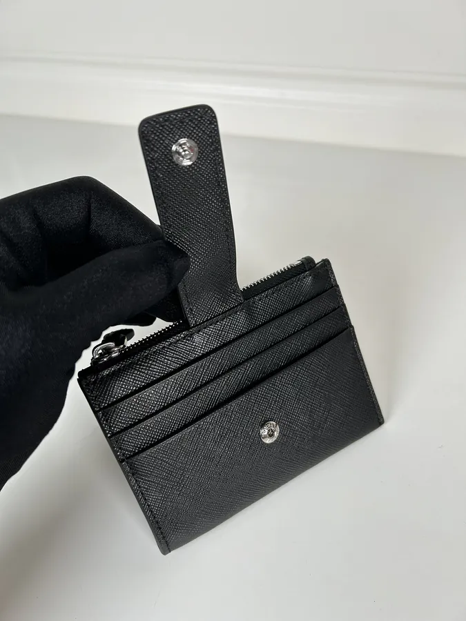 P House New Crosshatch Calfskin Card Case
