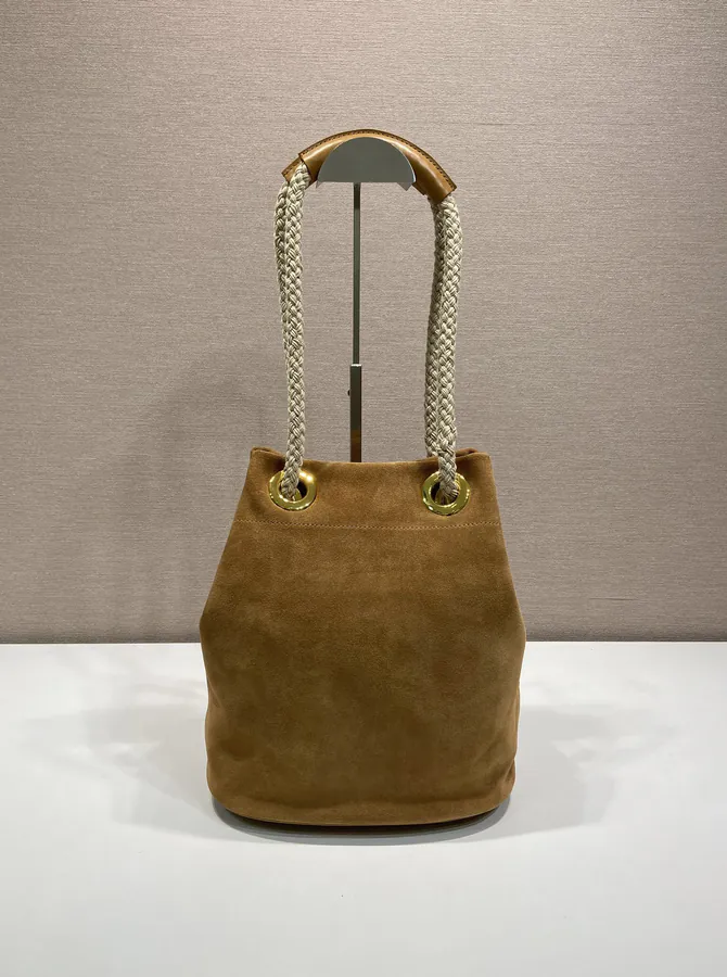 Re Nylon Handbag with Grained Calfskin and Leather, Medium Size