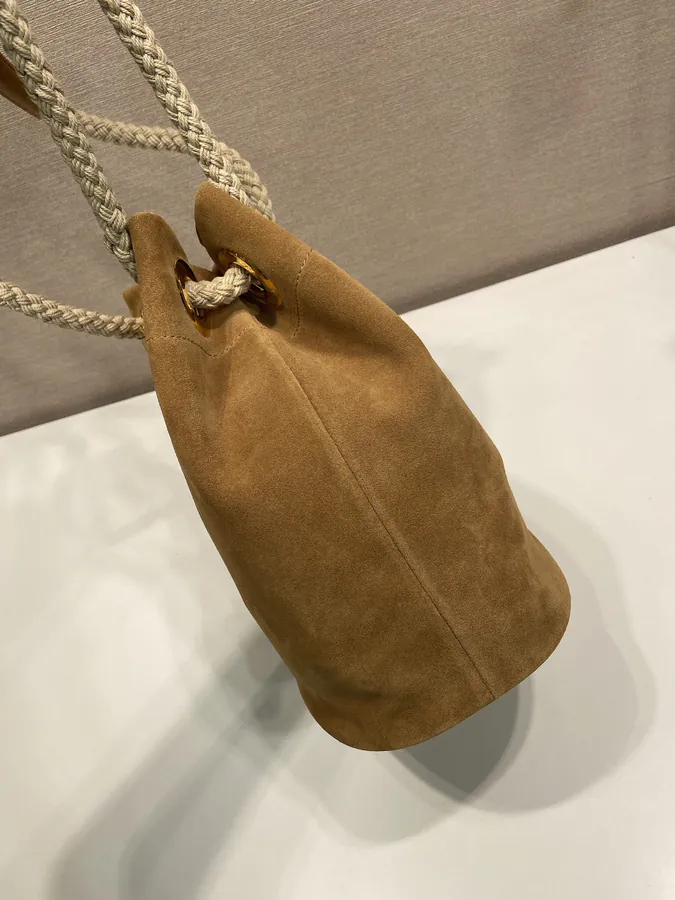 Re Nylon Handbag with Grained Calfskin and Leather, Medium Size