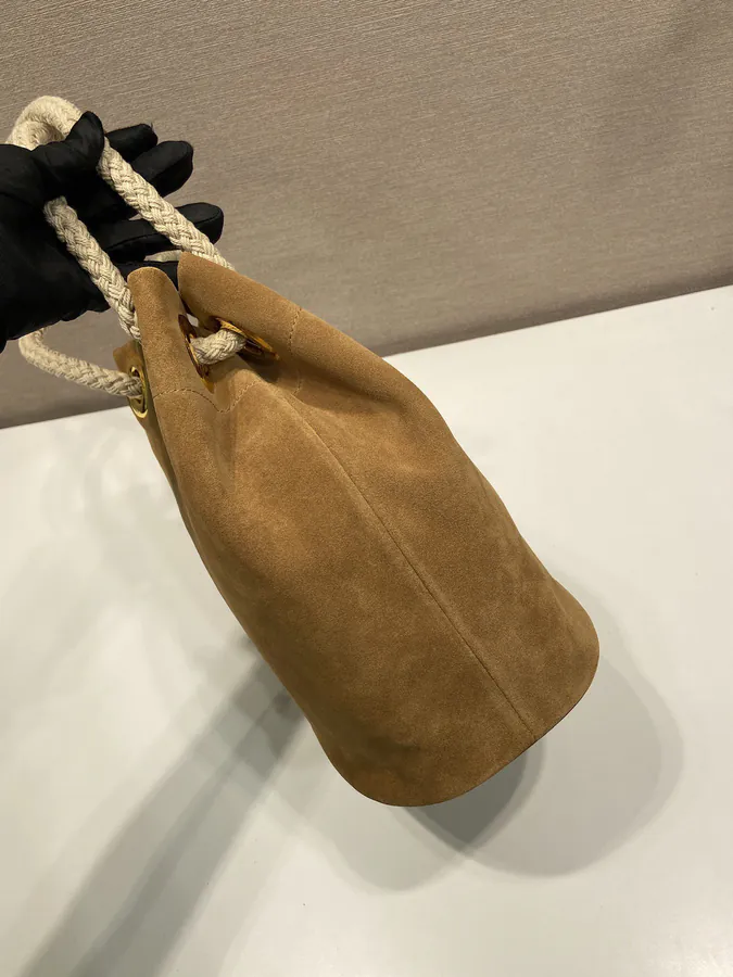 Re Nylon Handbag with Grained Calfskin and Leather, Medium Size