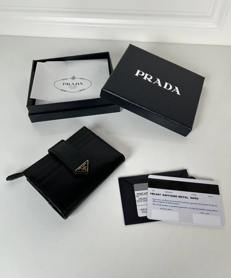 P Brand Saffiano Card Case Premium First Leather, Minimalist Design