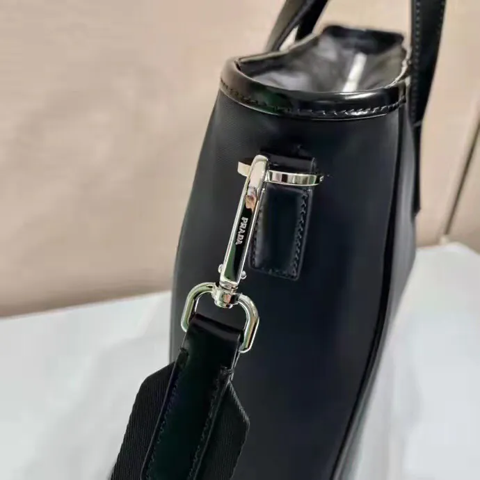 Re Nylon Tote Bag with Grained Calfskin Handles