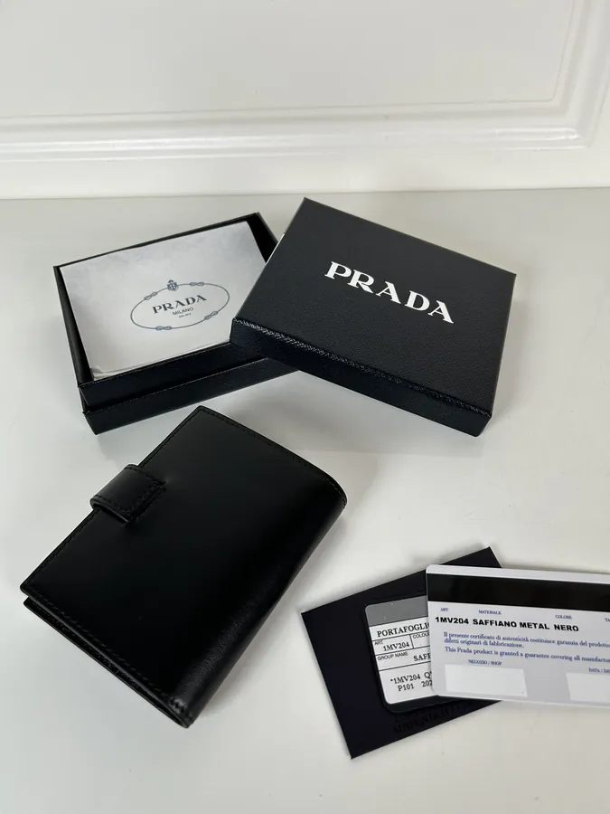 P Brand Latest Tri Logo Wallet in Top Grain Calfskin