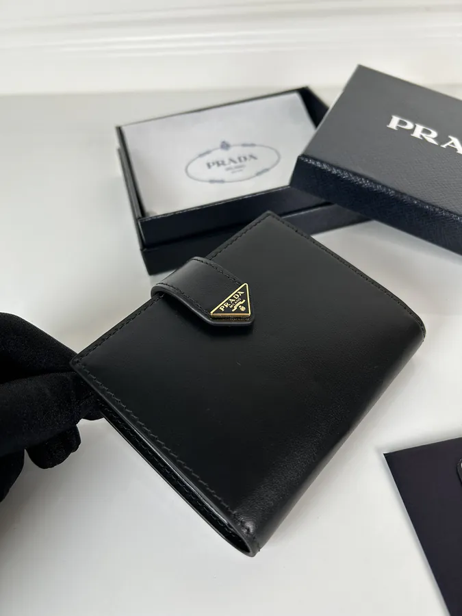 P Brand Latest Tri Logo Wallet in Top Grain Calfskin