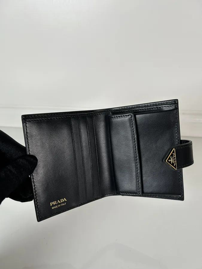 P Brand Latest Tri Logo Wallet in Top Grain Calfskin