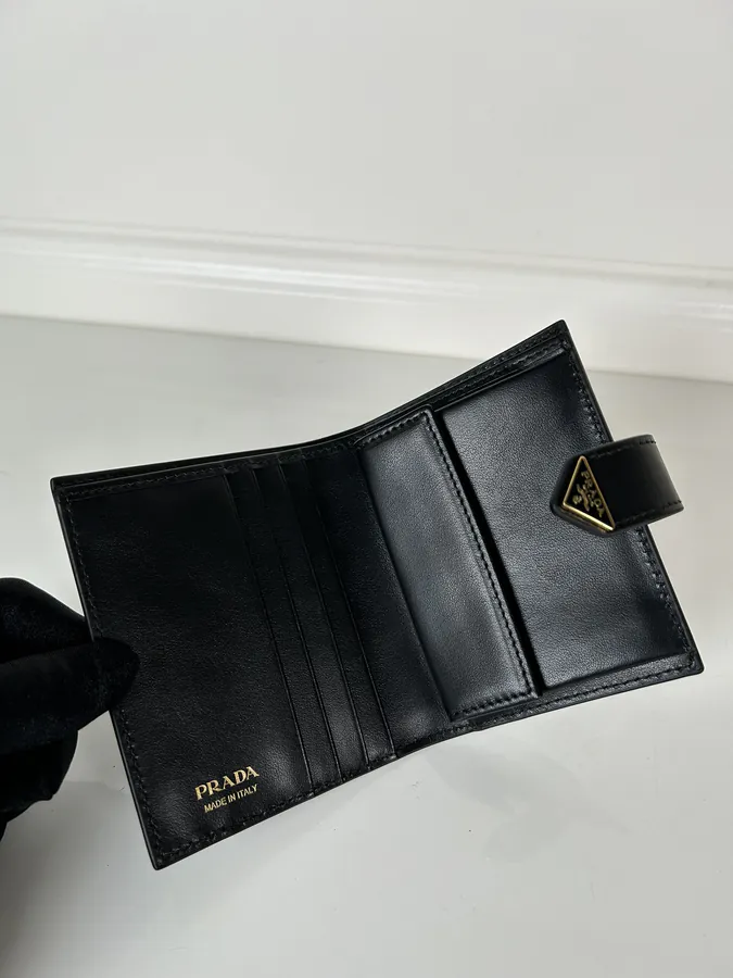 P Brand Latest Tri Logo Wallet in Top Grain Calfskin