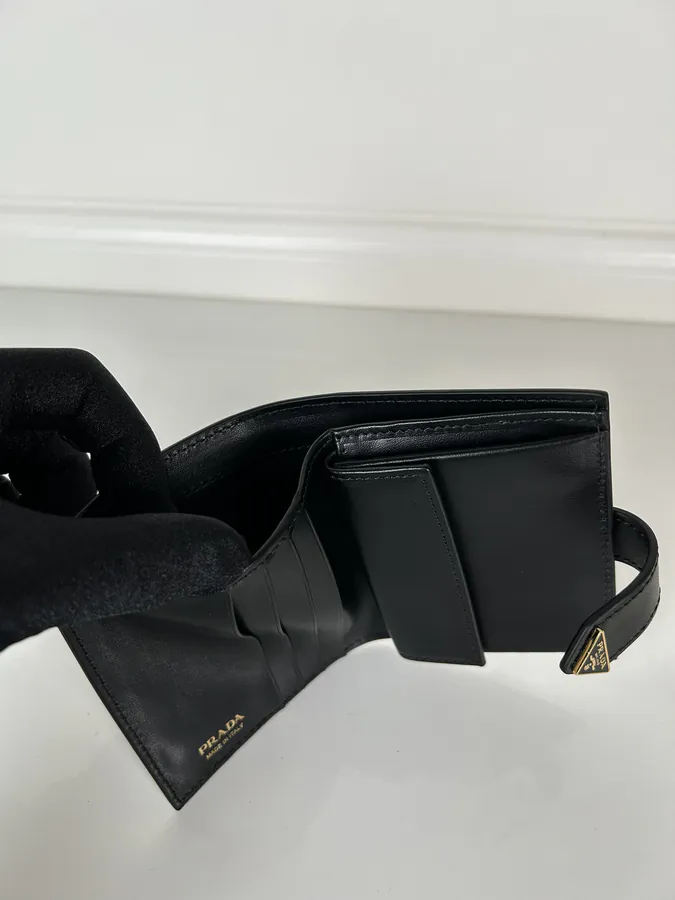 P Brand Latest Tri Logo Wallet in Top Grain Calfskin