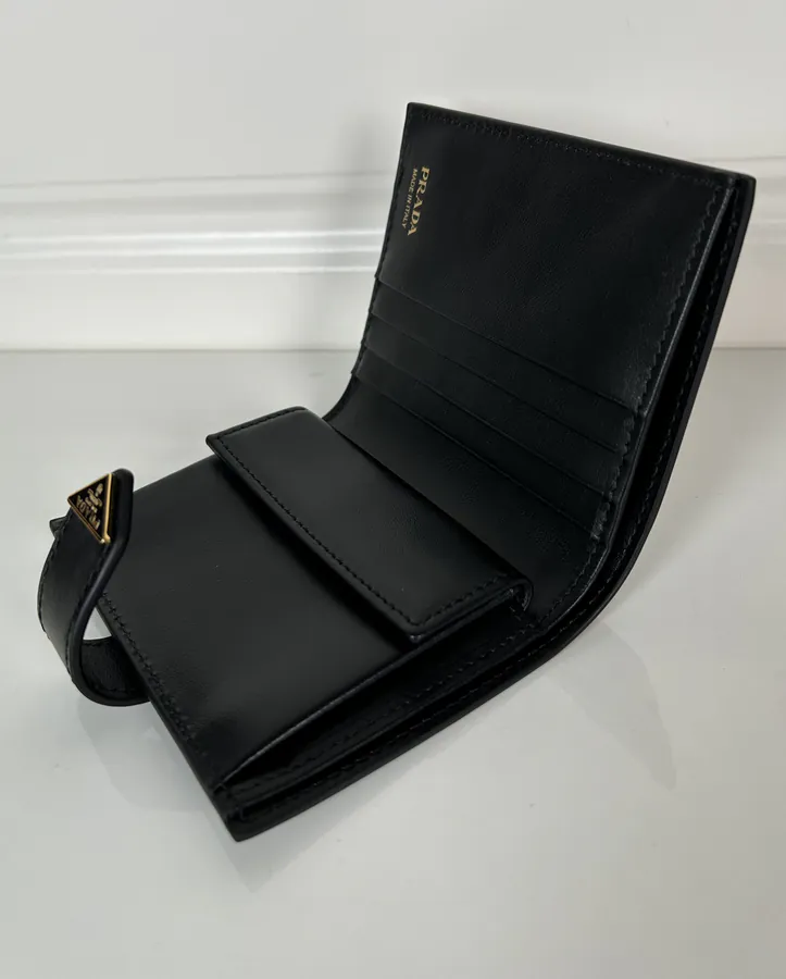 P Brand Latest Tri Logo Wallet in Top Grain Calfskin