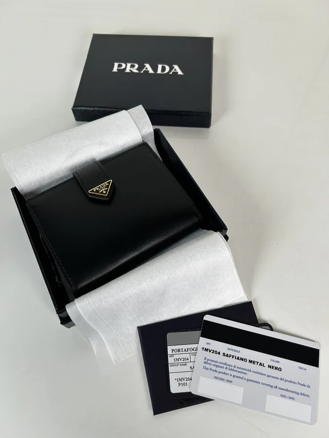 P Brand Latest Tri Logo Wallet in Top Grain Calfskin