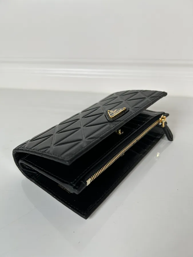 Ada Embossed Leather Wallet with Snap Closure