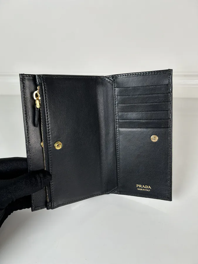Ada Embossed Leather Wallet with Snap Closure
