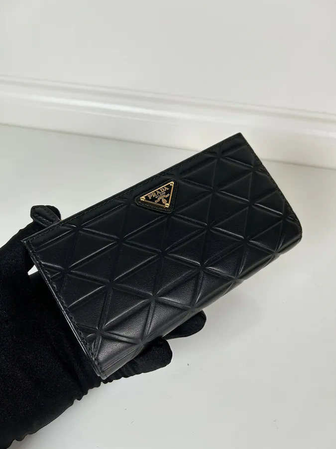 Ada Embossed Leather Wallet with Snap Closure