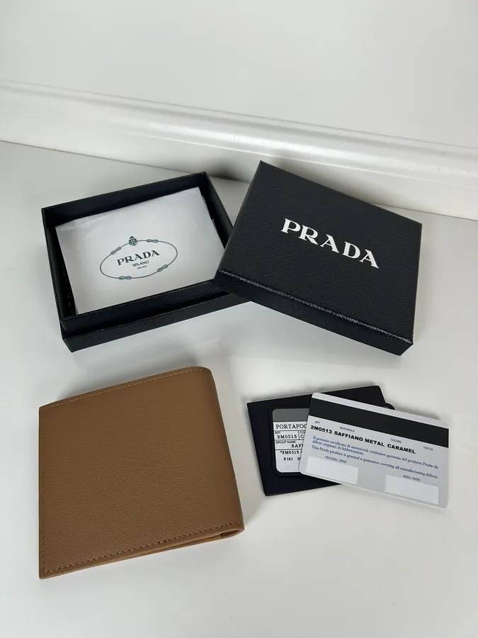 P Brand Caramel Fine Grained Leather Wallet