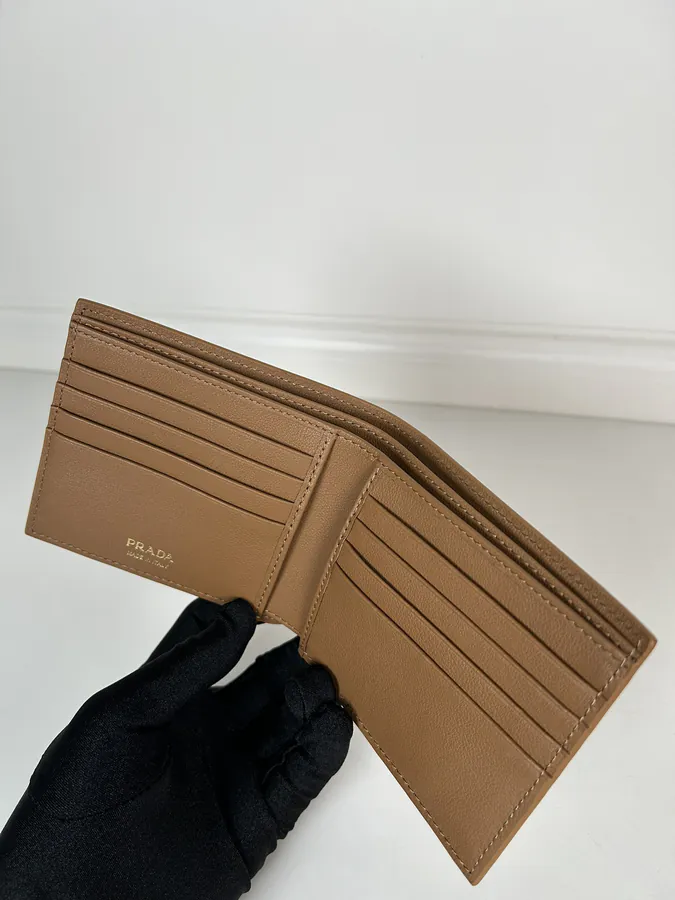 P Brand Caramel Fine Grained Leather Wallet