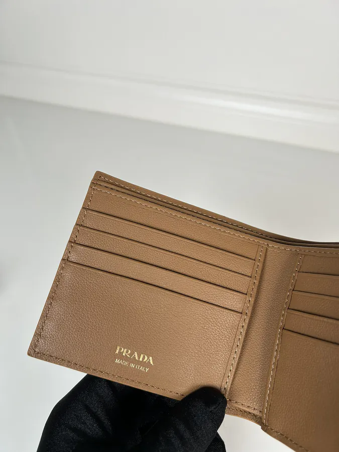 P Brand Caramel Fine Grained Leather Wallet