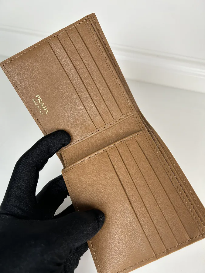 P Brand Caramel Fine Grained Leather Wallet