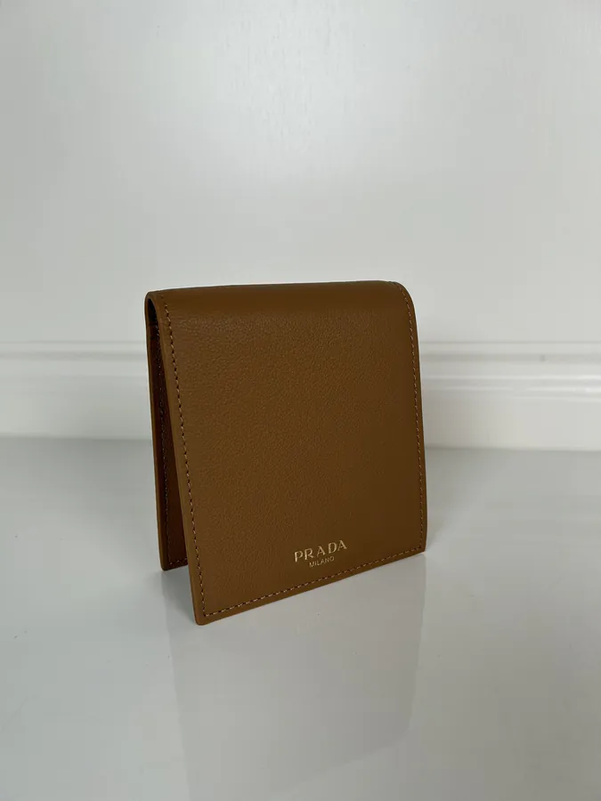P Brand Caramel Fine Grained Leather Wallet