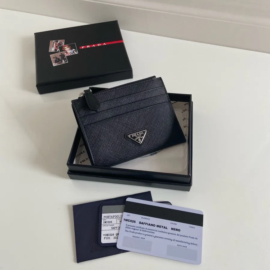 P House New Card Case Crosshatch Calfskin, Compact and Functional