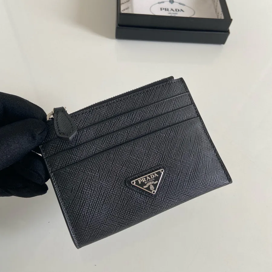 P House New Card Case Crosshatch Calfskin, Compact and Functional