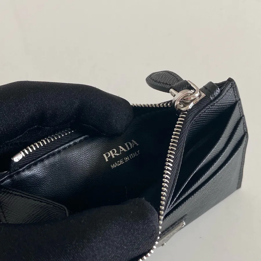 P House New Card Case Crosshatch Calfskin, Compact and Functional