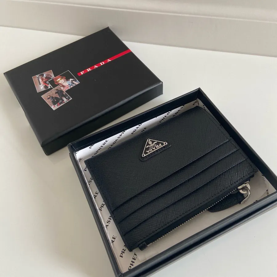 P House New Card Case Crosshatch Calfskin, Compact and Functional