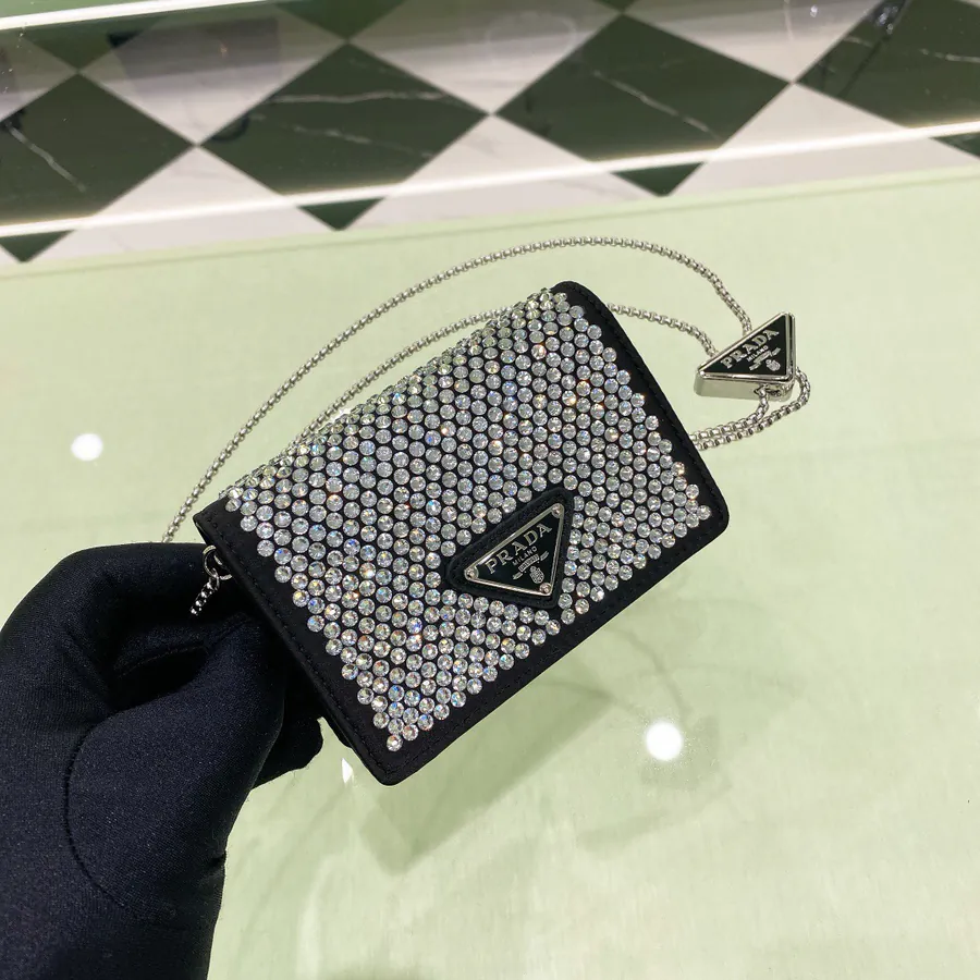 P House Mini Crystal Bag with Triangular Slide Chain