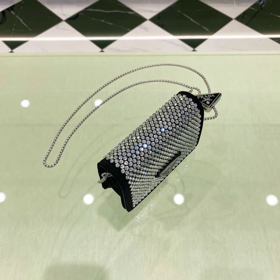 P House Mini Crystal Bag with Triangular Slide Chain