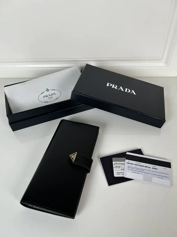 P House Latest Triangular Logo Wallet in Saffiano Grain Calfskin