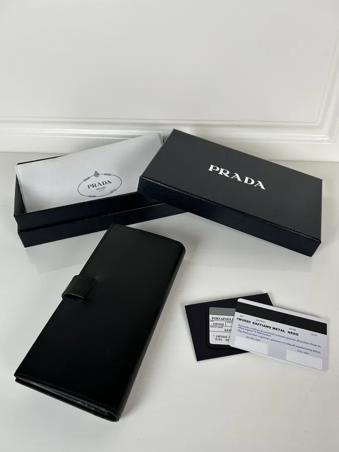 P House Latest Triangular Logo Wallet in Saffiano Grain Calfskin
