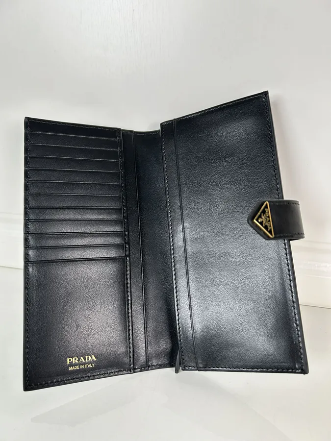 P House Latest Triangular Logo Wallet in Saffiano Grain Calfskin