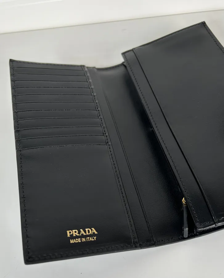 P House Latest Triangular Logo Wallet in Saffiano Grain Calfskin