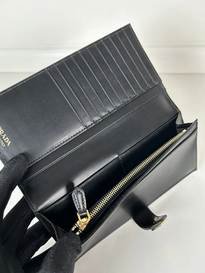 P House Latest Triangular Logo Wallet in Saffiano Grain Calfskin