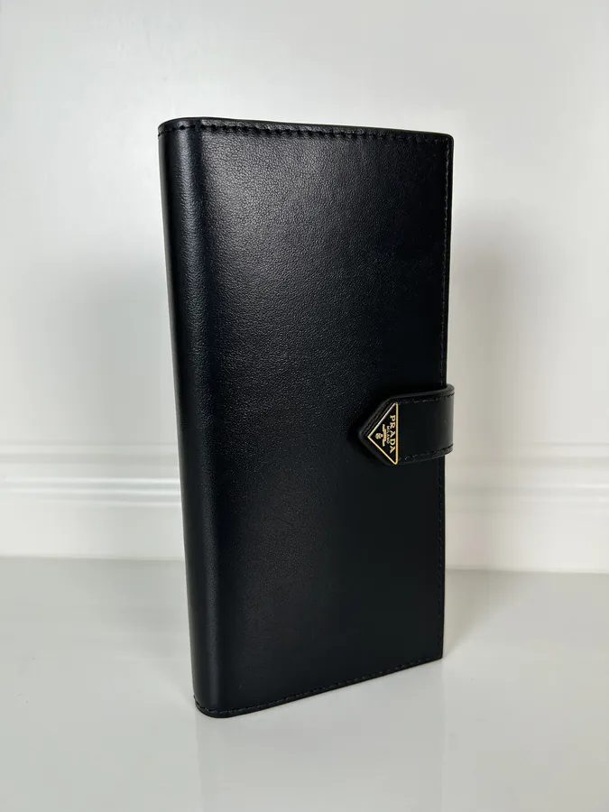 P House Latest Triangular Logo Wallet in Saffiano Grain Calfskin
