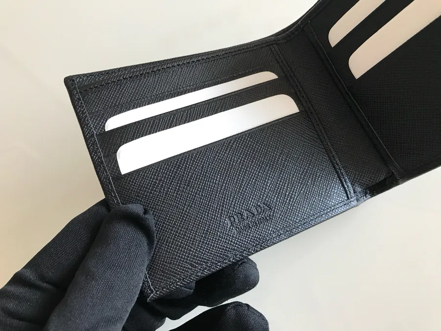 P Brand Men's Wallet Crosshatch Calfskin, 8 Card Slots