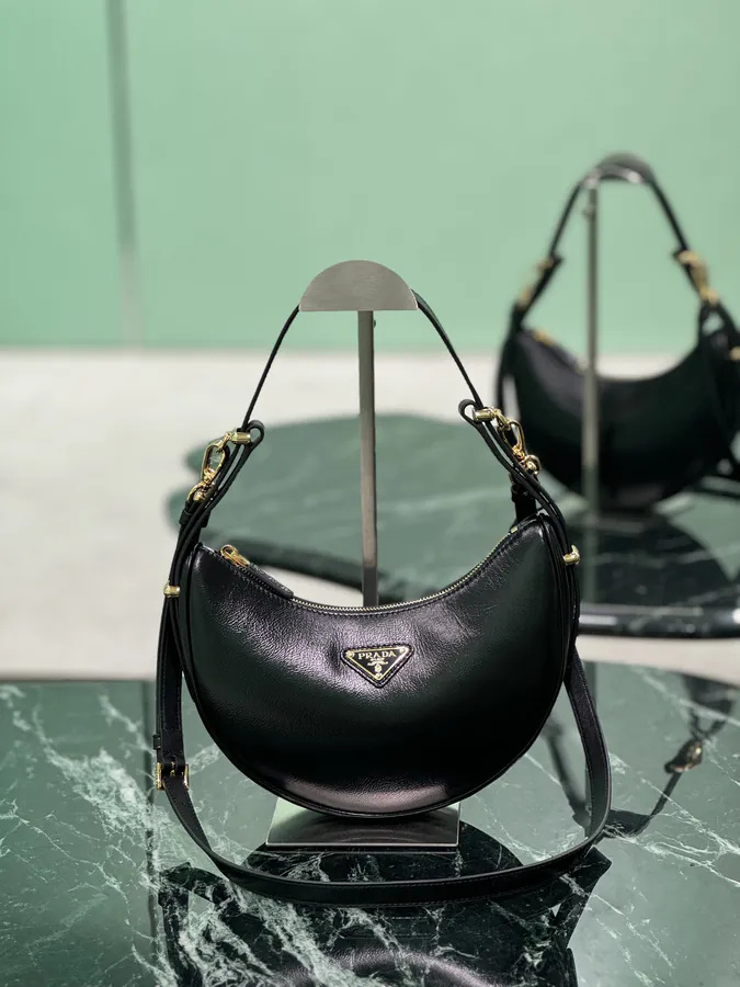 Moon Handbag with Cracked Patent Leather
