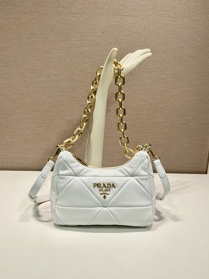 New 1BD158 Shoulder Bag with Triangular Embroidery