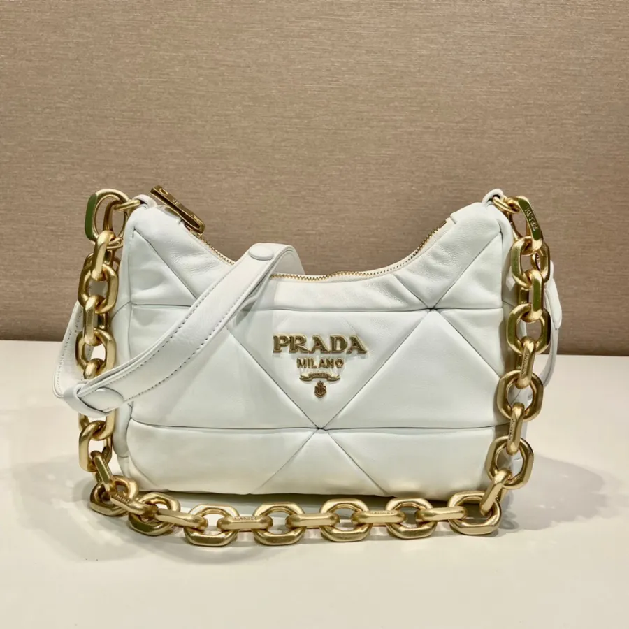 New 1BD158 Shoulder Bag with Triangular Embroidery