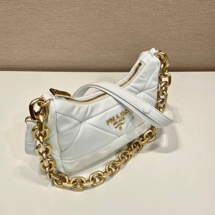 New 1BD158 Shoulder Bag with Triangular Embroidery
