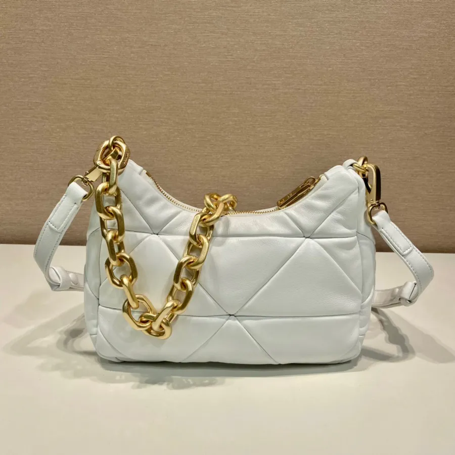 New 1BD158 Shoulder Bag with Triangular Embroidery