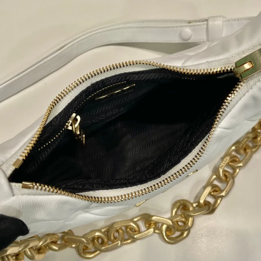 New 1BD158 Shoulder Bag with Triangular Embroidery